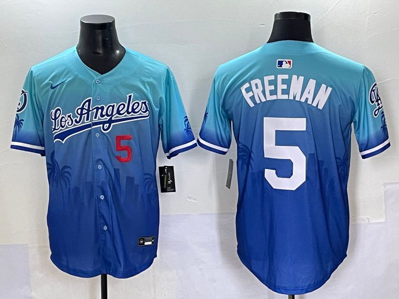 Men 2025 Los Angeles Dodgers 5 Freeman Blue Nike MLB Jersey Daoqite style 3